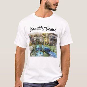 Kleurrijke Venetiaanse Gondels Schilderij T-shirt