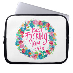 Kleurrijke ventilator met beste F*cking mam ooit Laptop Sleeve