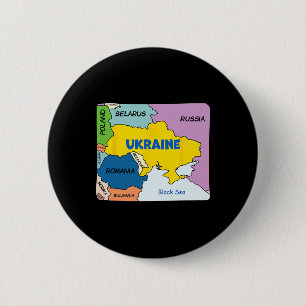 Kleurrijke Vereenvoudigde Oekraïense Kaart  Ronde Button 5,7 Cm