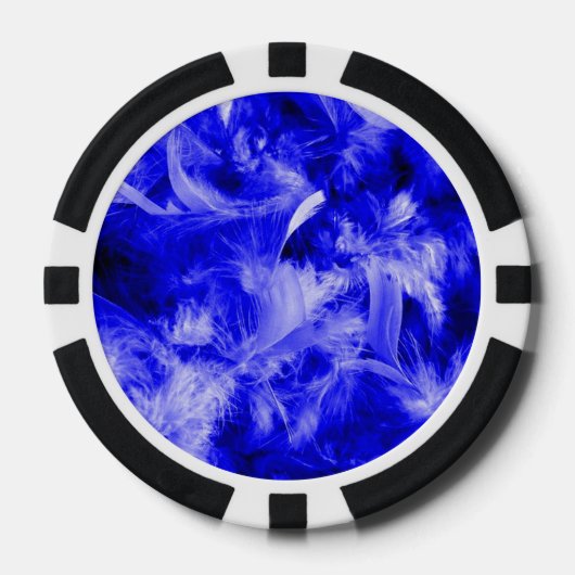Kleurrijke veren blauw pokerchips (Voorkant)