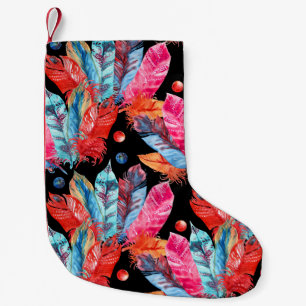 Kleurrijke veren, boho, naadloos, levendig. kleine kerstsok