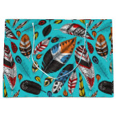 Kleurrijke veren groot cadeauzakje (Voorkant)