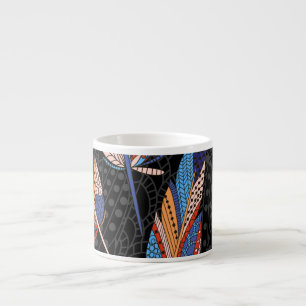 Kleurrijke veren patroon naadloze achtergrond. espresso kop