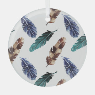 Kleurrijke Veren Tribal Textuur Glas Ornament