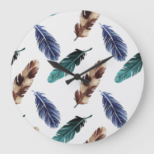 Kleurrijke Veren Tribal Textuur Grote Klok
