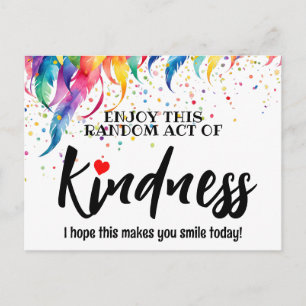 Kleurrijke veren Willekeurige daad van vriendelijk Briefkaart
