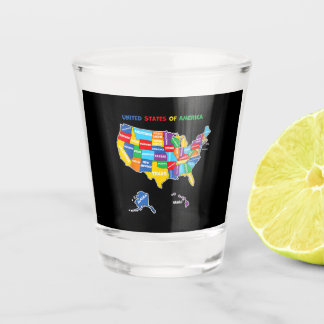 Kleurrijke Verenigde Staten van Amerika Kaart met Shot Glas