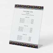 Kleurrijke verf drukt professioneel snoepgoed reclamebord met voetstuk (Voorkant)