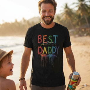 Kleurrijke verf druppel Beste papa ooit aangepaste T-shirt