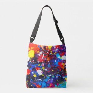 Kleurrijke verf Splatter Canvas Art Crossbody Tas