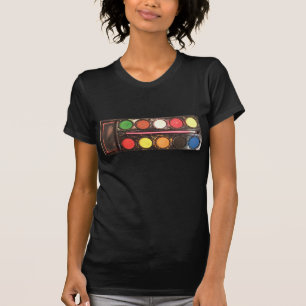 Kleurrijke verfkleurdoos van kunstenaar t-shirt