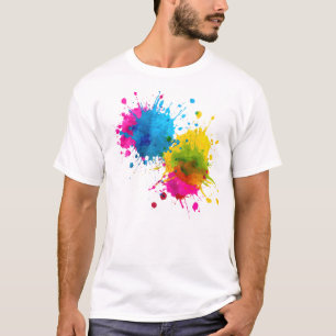 Kleurrijke verfspat abstracte kunst Levendig reg T-shirt