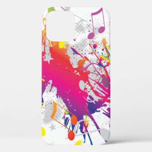 Kleurrijke verfspetters met muzieknoten iPhone 12 hoesje