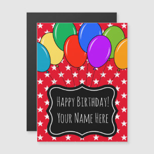 Kleurrijke Verjaardag ballonnen en sterren Magnetische Uitnodiging