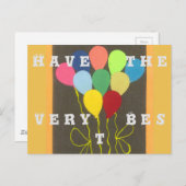 Kleurrijke Verjaardag Ballonnen Graphic Art Design Briefkaart (Voorkant / Achterkant)