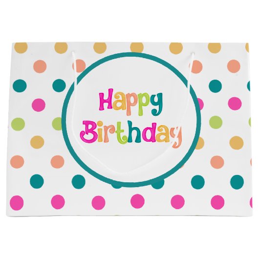 Kleurrijke verjaardag grote geschenk tas groot cadeauzakje (Voorkant)