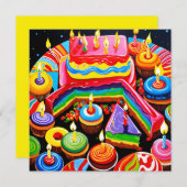 Kleurrijke verjaardag kaart (Voorkant / Achterkant)