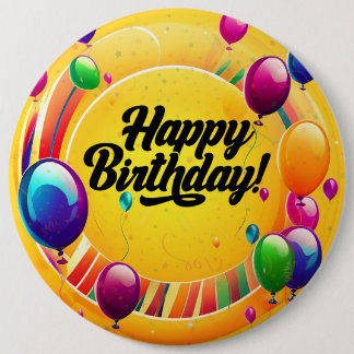 Kleurrijke Verjaardag Ronde Button 6,0 Cm