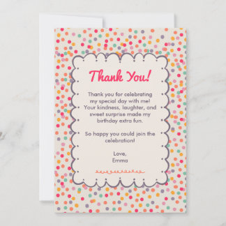 Kleurrijke Verjaardags Dankkaart met Confetti Bedankkaart