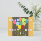 Kleurrijke Verjaardagsballonnen Grafische Kunstont Briefkaart (Staand voorkant)