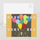 Kleurrijke Verjaardagsballonnen Grafische Kunstont Briefkaart (Voorkant / Achterkant)