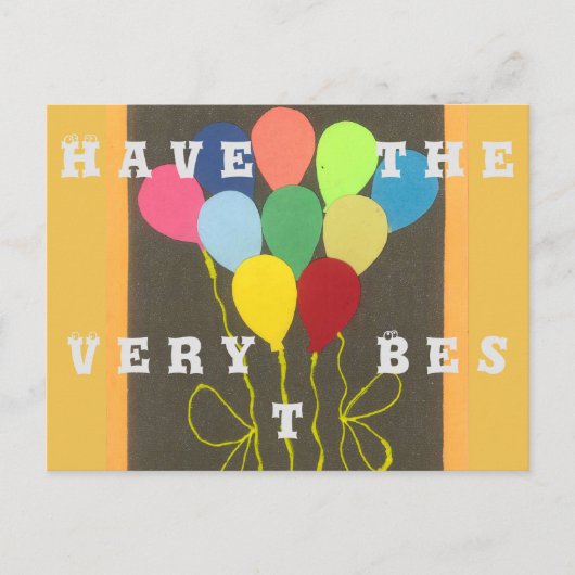 Kleurrijke Verjaardagsballonnen Grafische Kunstont Briefkaart (Voorkant)