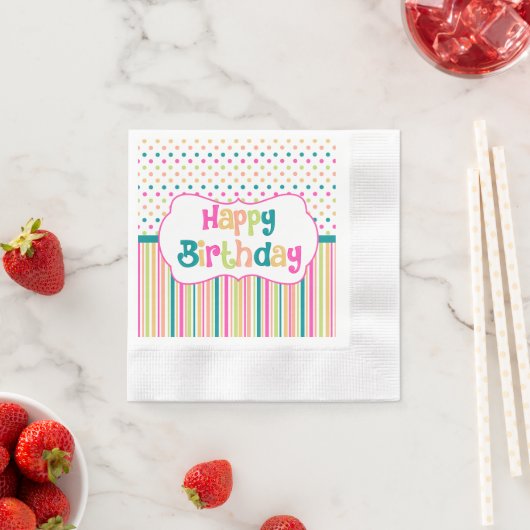 Kleurrijke verjaardagspapier servetten (Insitu)