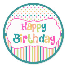 Kleurrijke verjaardagsronde stickers