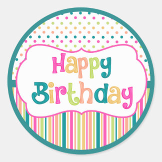 Kleurrijke verjaardagsronde stickers