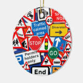 Kleurrijke verkeersborden keramisch ornament (Links)
