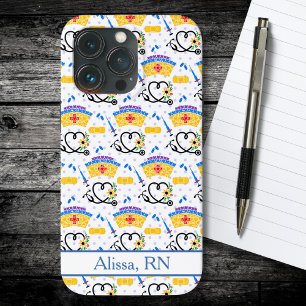 Kleurrijke verplegingsgereedschappen op blauwe pok iPhone 13 pro hoesje