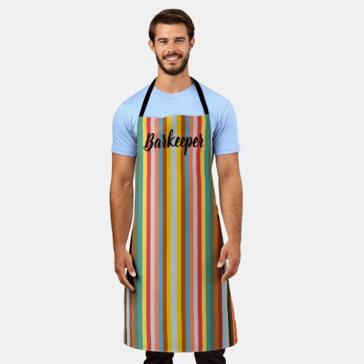 Kleurrijke Verticale Retro Strepen Schort (Gedragen)