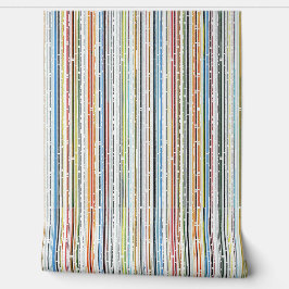 Kleurrijke verticale streeppatroon groen geel blau behang