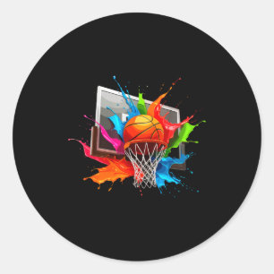 Kleurrijke verven spat Basketbal Bal Ronde Sticker