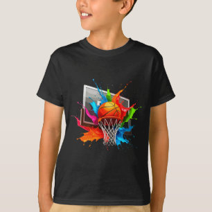 Kleurrijke verven spatten Basketbal Bal T-shirt