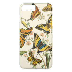 Kleurrijke verzameling vlinders en rupsen iPhone 8 plus / 7 plus hoesje