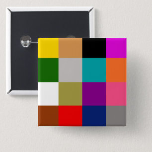 Kleurrijke vette kleur blokken ontwerp vierkante button 5,1 cm
