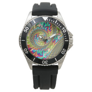 Kleurrijke Vette Levendige Groovy Trippy Fractal S Horloge