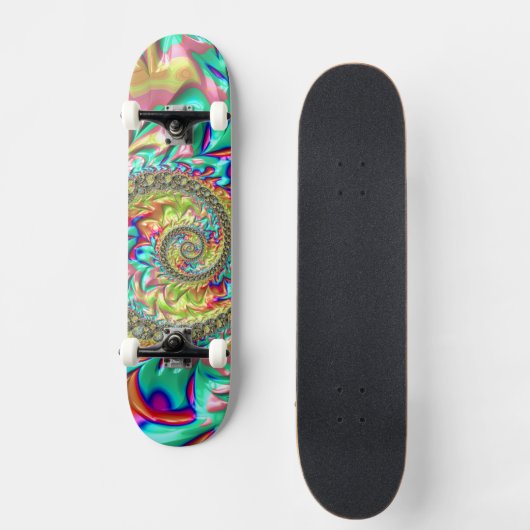 Kleurrijke Vette Levendige Groovy Trippy Fractal S Skateboard (Voorkant)