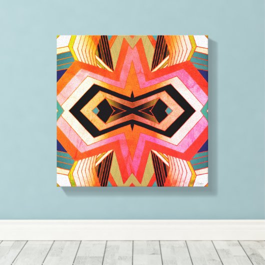 Kleurrijke Vibes Geometrisch Canvas Afdruk (Insitu (Houten vloer))