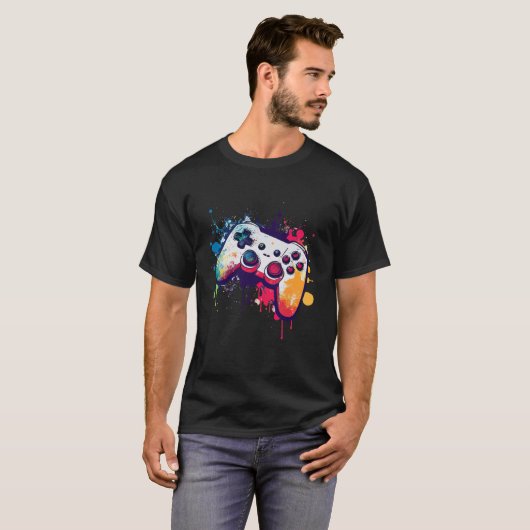 Kleurrijke Video Game Controller - Joystick - Cons T-shirt (Voorkant volledig)