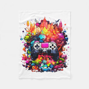Kleurrijke Videogame Controller Tie Dye Cool Gamer Fleece Deken