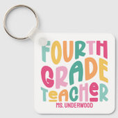 Kleurrijke Vierdegraads Leraren Waardering Aangepa Sleutelhanger (Voorkant)