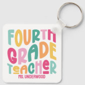 Kleurrijke Vierdegraads Leraren Waardering Aangepa Sleutelhanger (Achterkant)