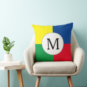 Kleurrijke vierkante aangepaste monogram initiaal kussen