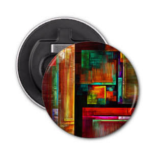 Kleurrijke vierkanten Modern Abstract kunstpatroon Button Flesopener