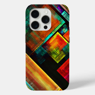 Kleurrijke vierkanten Modern Abstract kunstpatroon iPhone 15 Pro Case