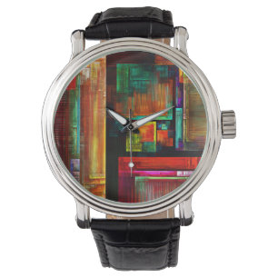 Kleurrijke vierkanten Modern Abstract kunstpatroon Horloge