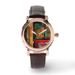 Kleurrijke vierkanten Modern Abstract kunstpatroon Horloge