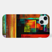 Kleurrijke vierkanten Modern Abstract kunstpatroon iPhone Hoesje (Achterkant horizontaal)